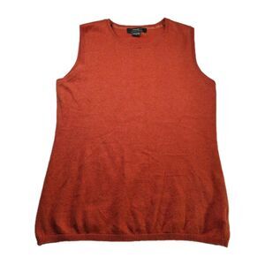 Cashmere Cotton Blend Sz S Sleeveless Sweater Eddie Bauer Womens Orange Office